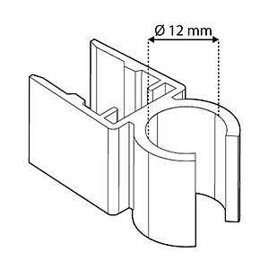 TUBE CLIPS FOR FRAMES SERIES 500, FOR 12 MM D TUBES