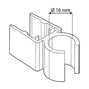 BEFESTIGUNGSCLIP FÜR RAHMEN DER SERIE 500, FÜR TRAGESTÄBE MIT 16 MM DURCHMESSER