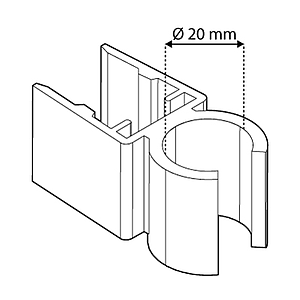 BEFESTIGUNGSCLIP FÜR RAHMEN DER SERIE 500, FÜR TRAGESTÄBE MIT 20 MM DURCHMESSER