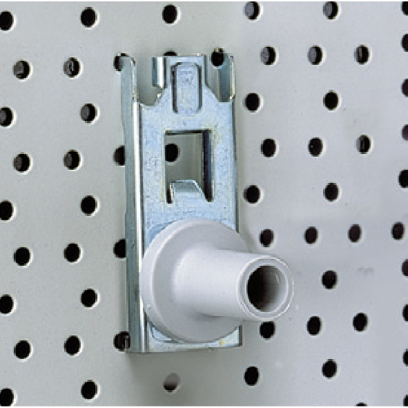 PEG-BOARD HOOK WITH TUBE HOLDER, FITS WITH 12 MM TUBES