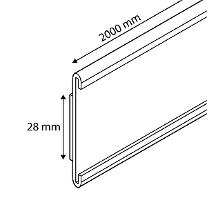 C-RAIL FOR FREEZERS, WITH DOUBLE ADHESIVE, 28X2000 MM