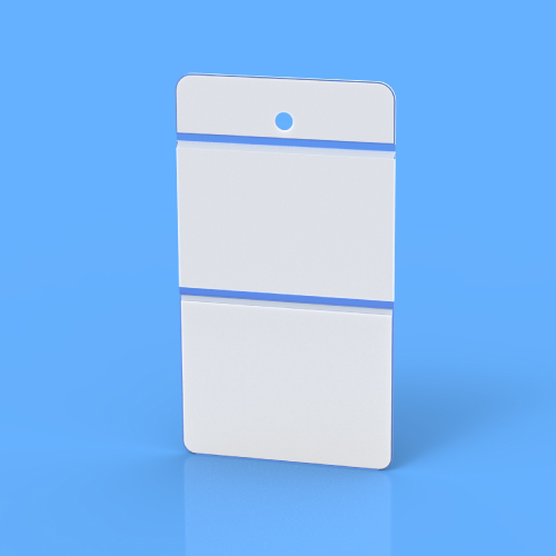 POCKET IN SOFT PVC WITH 2 POCKETS: 57X40 MM/57X45 MM, 0,15 MM MATERIAL THICKNESS