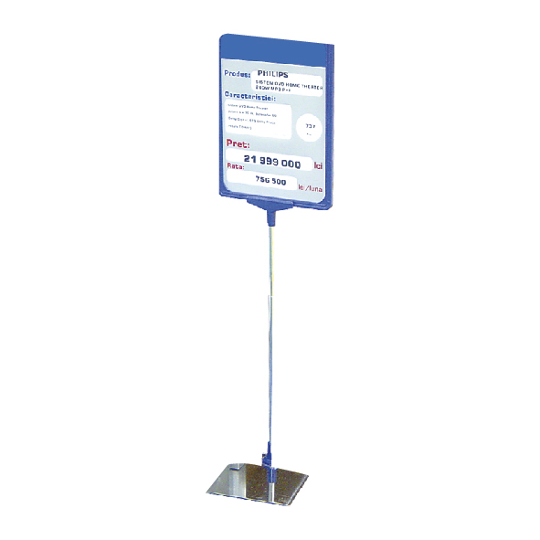 SHOWCARD STAND N WITH FIXED TUBE 310 MM, STAINLESS STEEL BASE, A3P