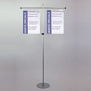 GALLOW SHOWCARD STAND, 2 GALLOWS 2X400 MM, FIXED TUBE H 1600 MM