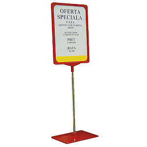 SHOWCARD STAND K WITH ADJUSTABLE TUBE 320-620 MM, PLASTIC BASE, A4P