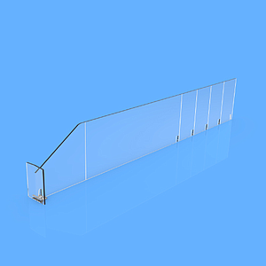 PET DIVIDER 90X485 MM (HXL), WITH TWO FIXING POINTS, "T" FRONT 25X50 MM