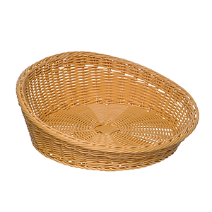 BRAIDED ROUND BASKET, 310 MM BASE DIAMETER, HEIGHT: 60 MM IN FRONT AND 120 MM IN BACK