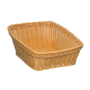 BRAIDED RECTANGULAR BASKET MADE OF PLASTIC, BASE SIZE: 400X500 MM (LXl), HEIGHT: 140 MM IN FRONT AND 250 MM IN BACK