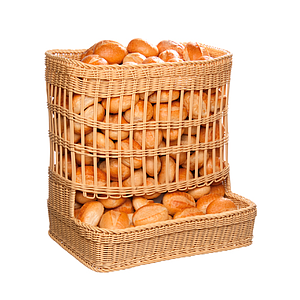 BRAIDED BASKET WITH RECTANGULAR BASE, 600X400 MM (LXl) AND CIRCULARLY TRUNK, TOTAL HEIGHT 600 MM