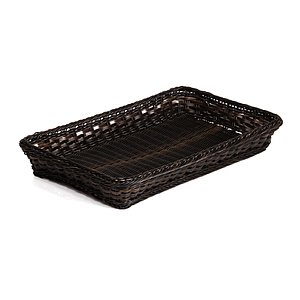 BRAIDED RECTANGULAR GN 1/1 BASKET MADE OF PLASTIC, BASE SIZE: 530X325X65 MM (LXlXH)