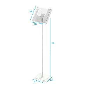 STAND WITH METALLIC RECTANGULAR BASE, ALUMINIUM ROD OF H 1000 MM, AND ADAPTOR FOR FIXING LEAFLET DISPENSER CPA 030-421