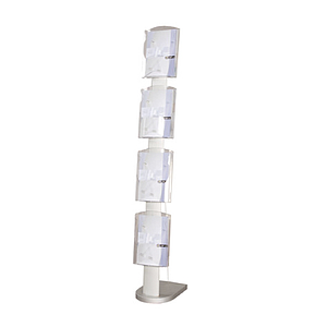 PLASTIC SOLID ZIP LEAFLET DISPENSER 4 A4P, WITH STEEL SHEET SUPPORT, H 1700 MM, BASE SIZE 280X380 MM