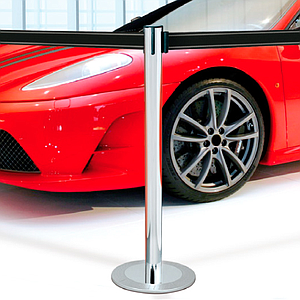 BARRIER OF PERIMETER DELIMITATION WITH RETRACTABLE TAPE AND ECO BASE