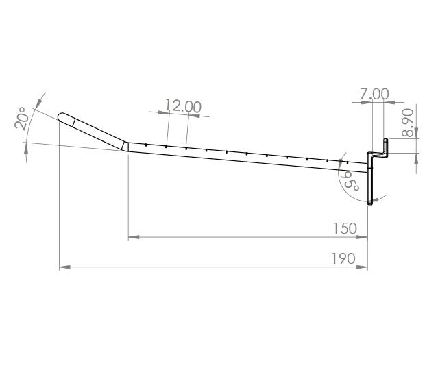 "U" ROUND ENDED HOOK FOR SLATWALL, VARIOUS LENGTHS