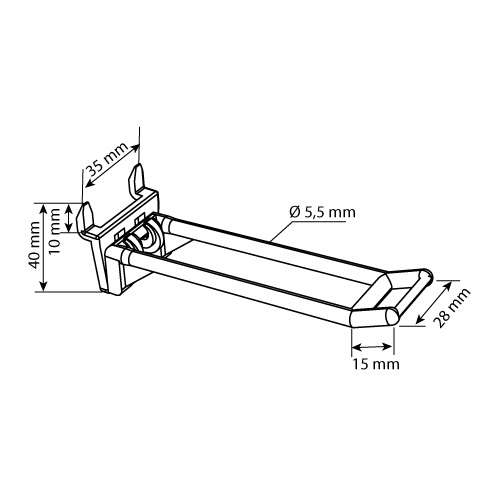 "U" HOOK WITH FIXATION BY PUNCHING PANEL, VARIOUS LENGTHS