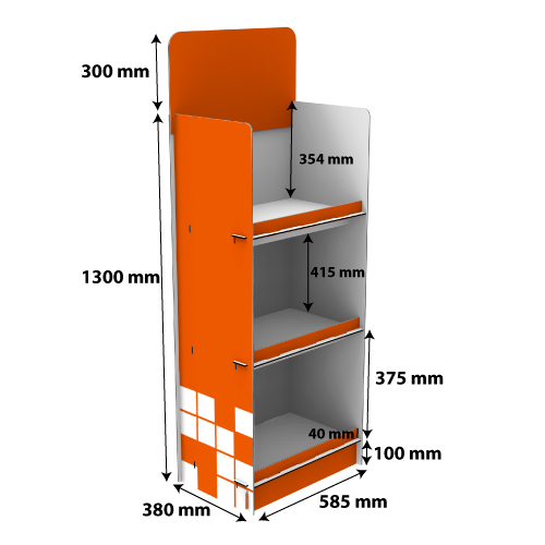 120 KG, HDF DISPLAY 380x585x1300+300 MM HEADER